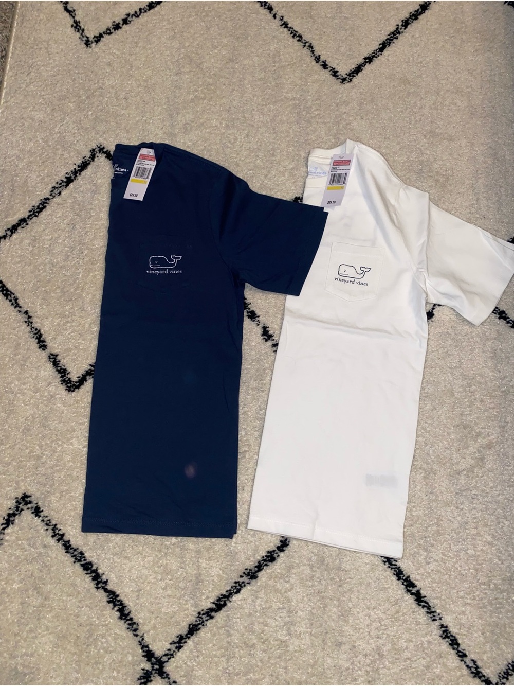 Vineyard Vines Kids Short Sleeve Whale Pocket Tee - Navy & White